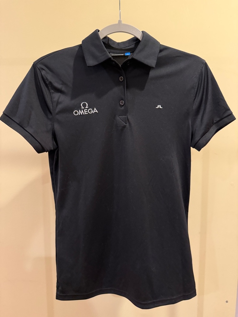 Omega Black Polo with Embroidered Logos